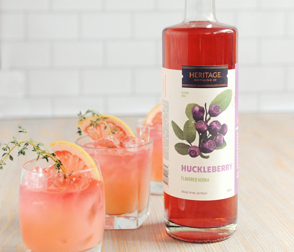 
                  
                    A 750ml bottle of HDC Huckleberry Vodka and a Huckleberry Hound cocktail.
                  
                