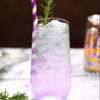 A sparkling cocktail featuring HDC Lavender Vodka served in a tall glass full of ice.