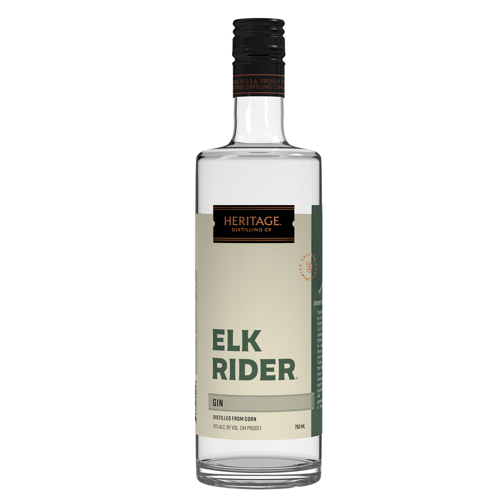 A 750ml bottle of HDC Elk Rider Gin.