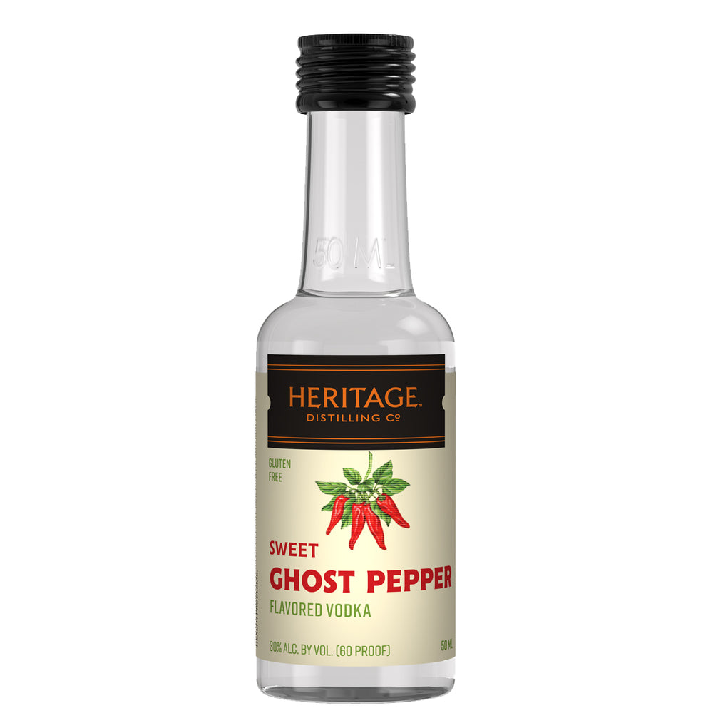 A 50ml sample size of the HDC Sweet Ghost Pepper Vodka.